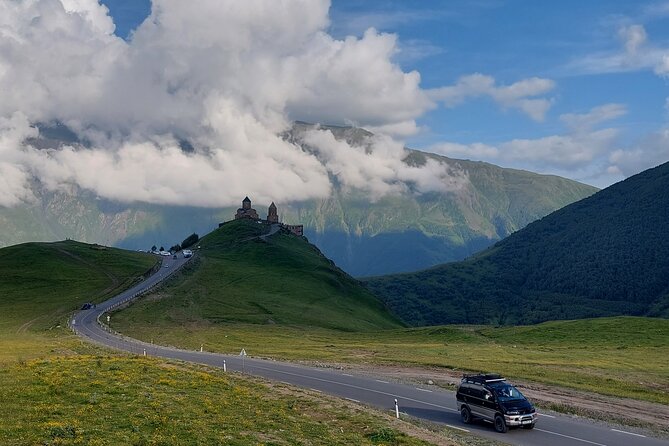 From Tbilisi: Kazbegi Ananuri Gudauri and Trusso Valley by 4x4 - Stepantsminda and Gergeti Trinity Church