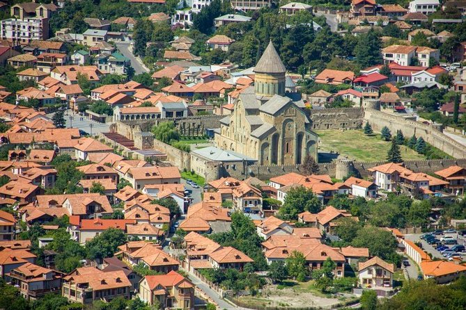 Mtskheta, Jvari, gori, uflistsikhe, history and panorama (group tours) - Jvari Monastery and the view over Mtskheta